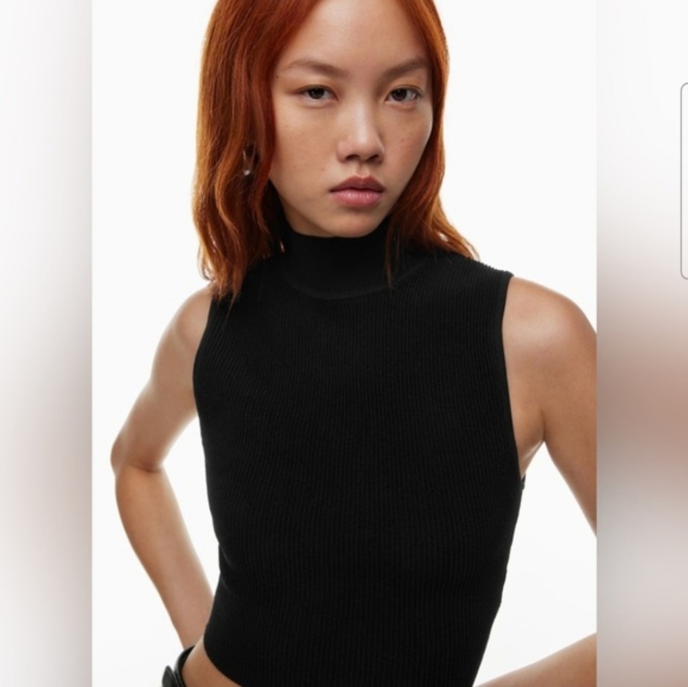 Aritzia Babaton Sculpt Knit Mockneck Tank In Black Size Medium
